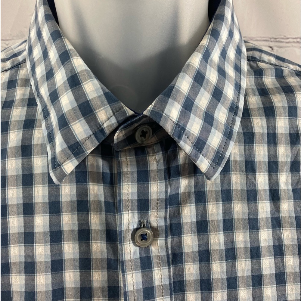 Hugo Boss Mens Long Sleeve Dress Shirt, Regular Fit, Blue and White Plaid - Picture 2 of 10